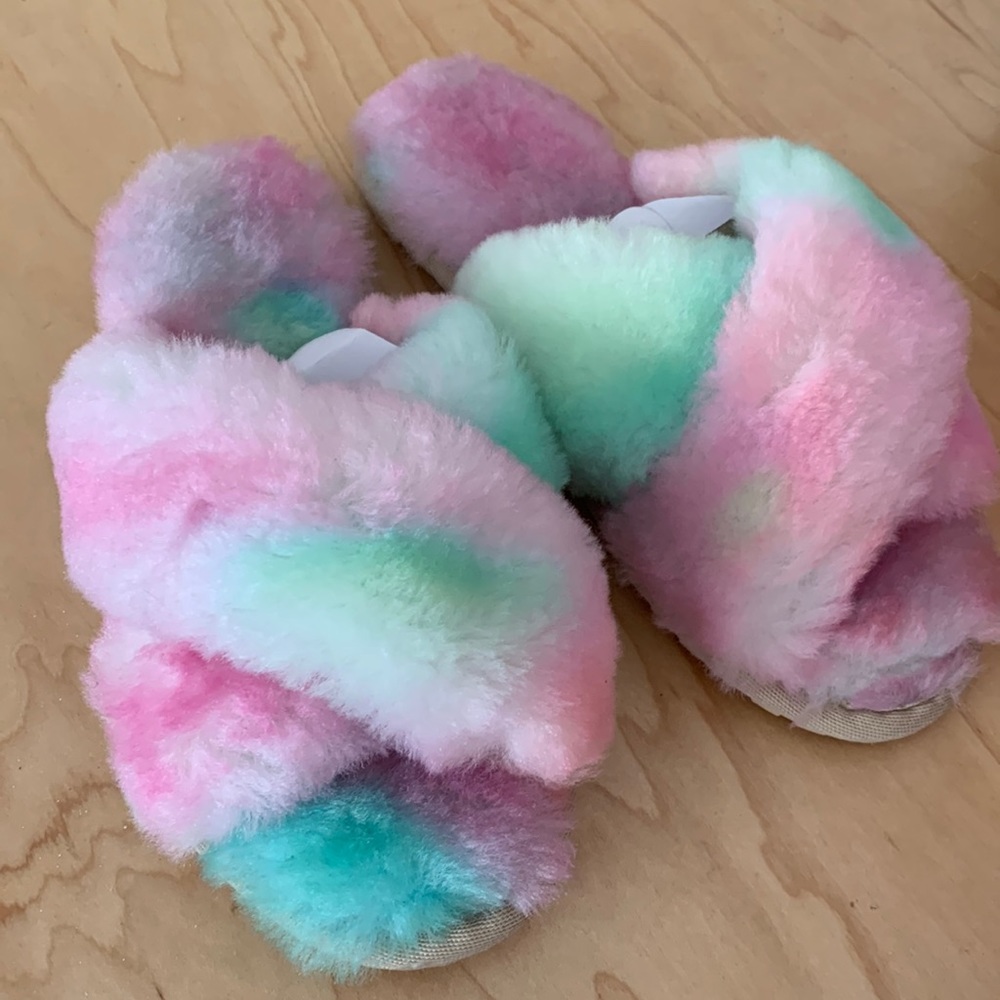 Rainbow Fuzzy Slippers